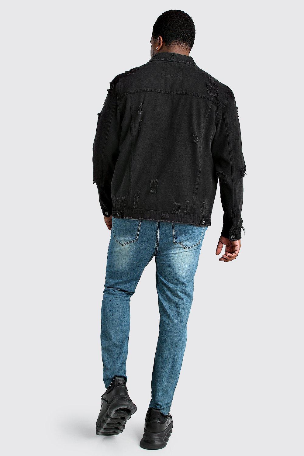 Plus Size Distressed Denim Jacket | boohoo Plus Size Distressed Denim Jacket | boohoo